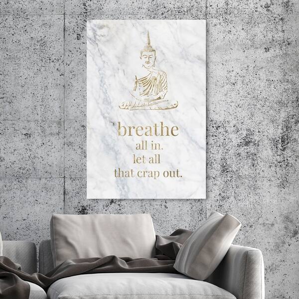 Shop Oliver Gal Bathroom Buddha Art Spiritual And Religious Wall Art Canvas Print Gold White Overstock 28585456 40 X 60