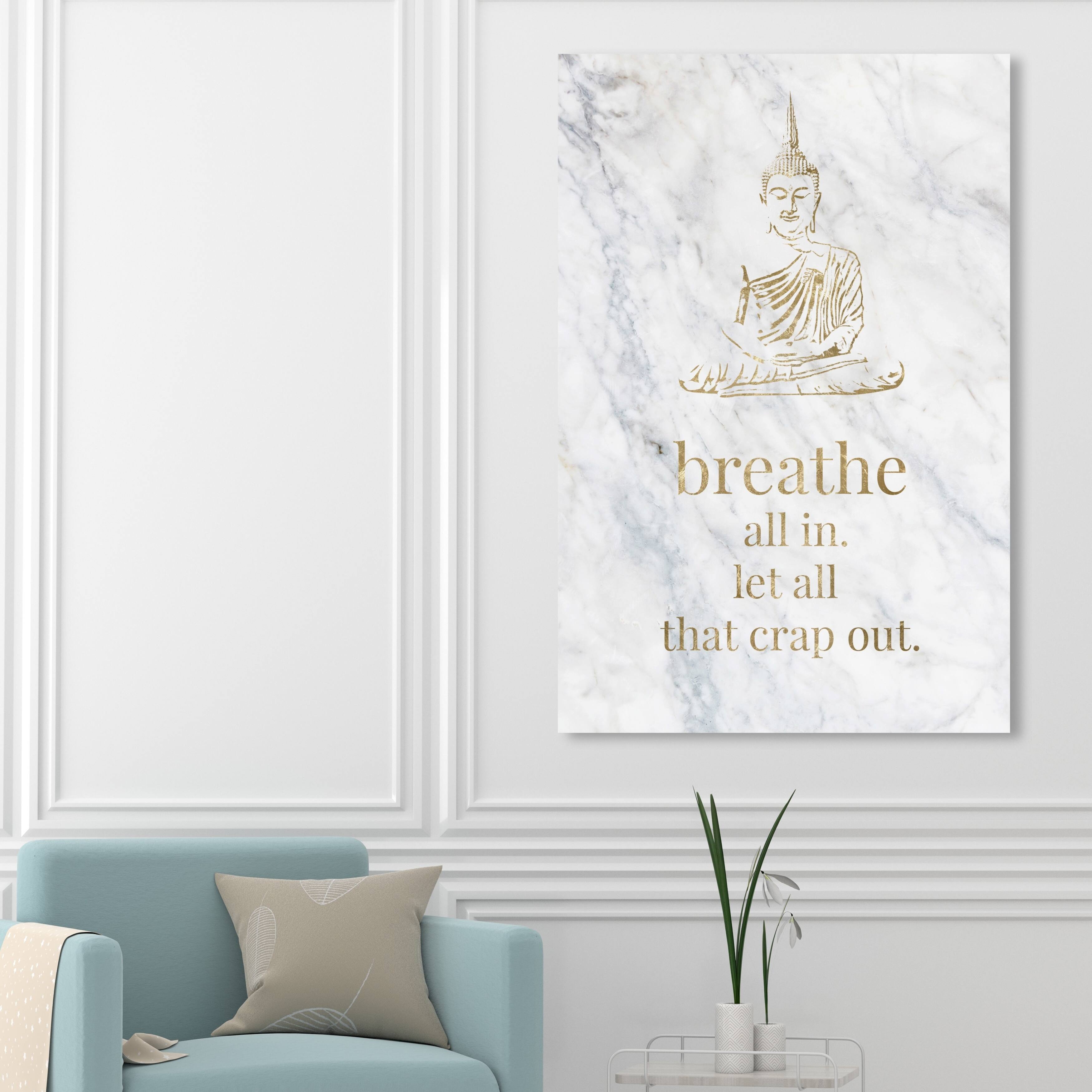 Shop Oliver Gal Bathroom Buddha Art Spiritual And Religious Wall Art Canvas Print Gold White Overstock 28585456 40 X 60