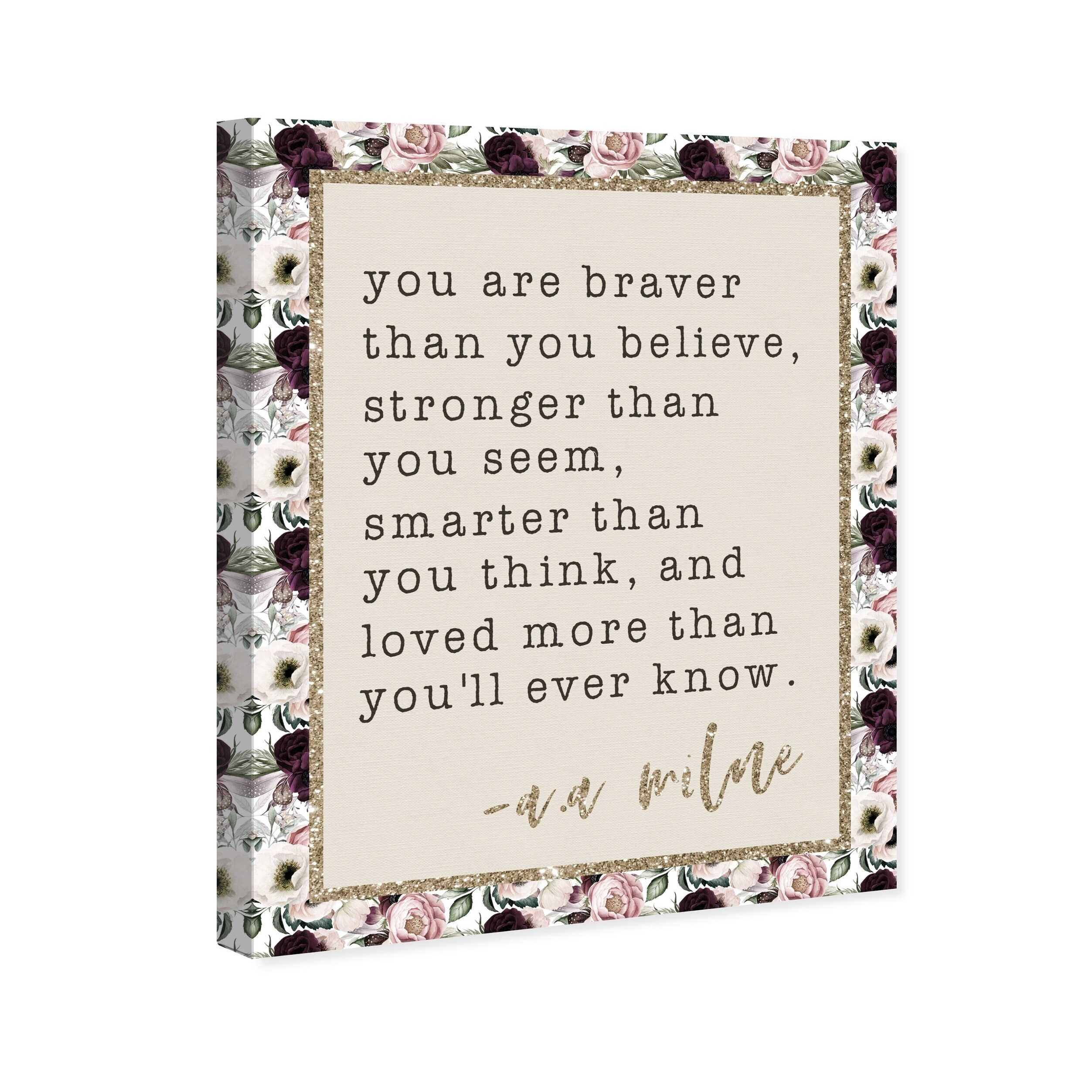 Shop Oliver Gal Braver Than You Think Glitter Typography And Quotes Wall Art Canvas Print Brown Black Overstock 28585610