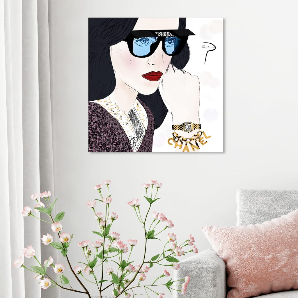 Oliver Gal 'Pily Montiel - thinking girl' Fashion and Glam Wall Art Canvas Print - Red, White