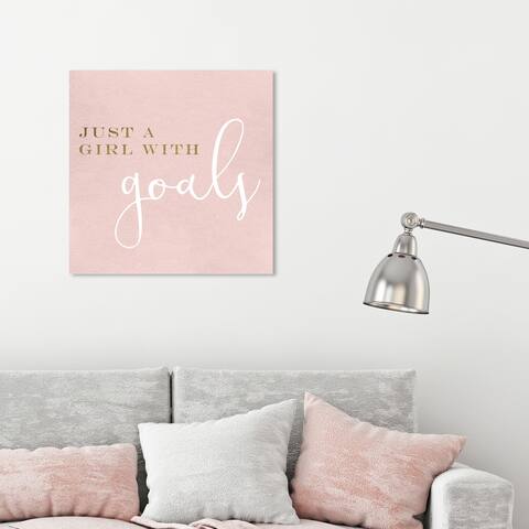 Oliver Gal 'A Girl with Goals Blush' Typography and Quotes Wall Art Canvas Print - Pink, Gold