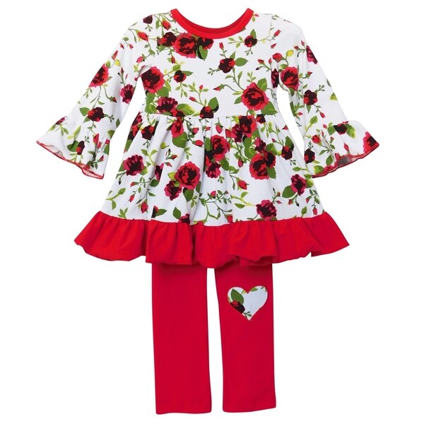 girls red floral dress
