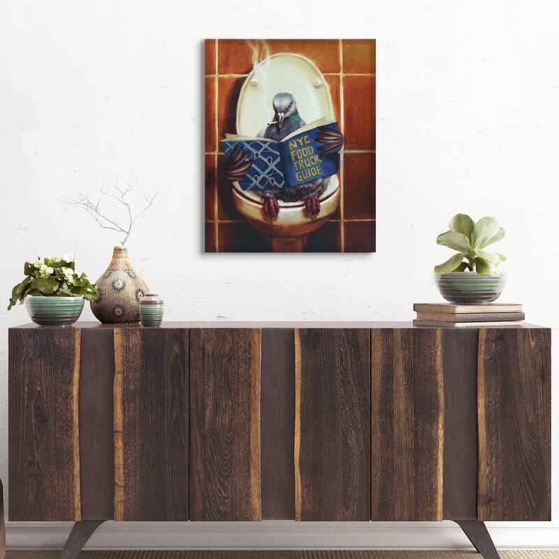 "Stool Pigeon" Pigeon Wall Art Graphic Art Print on Wrapped Canvas