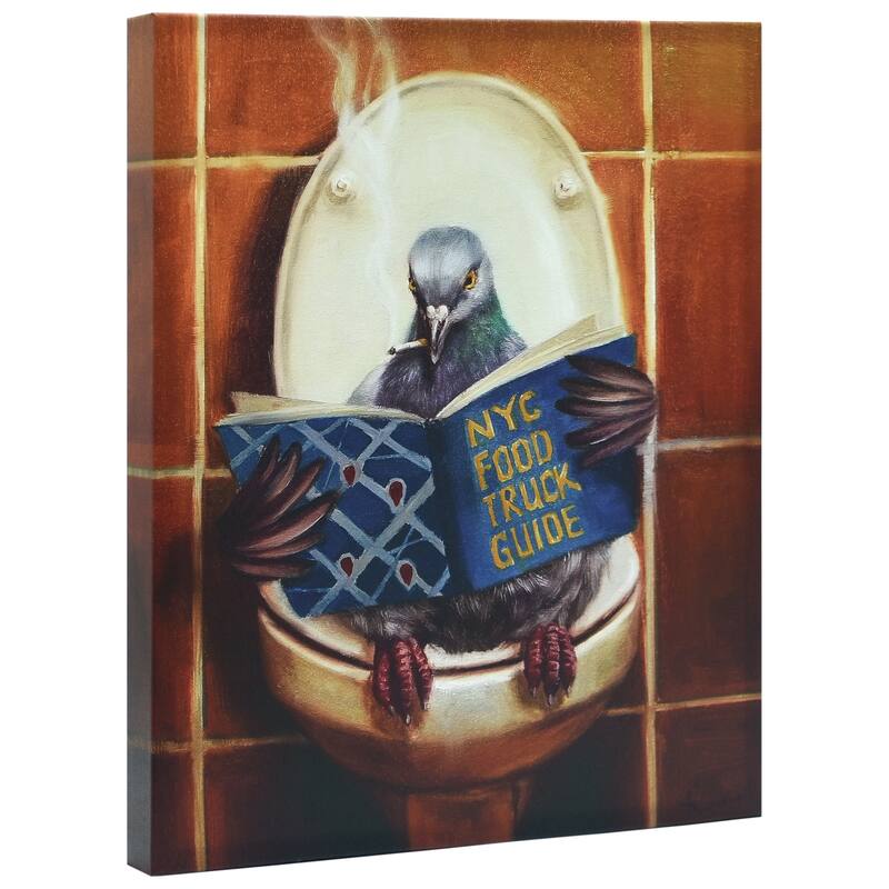"Stool Pigeon" Pigeon Wall Art Graphic Art Print on Wrapped Canvas