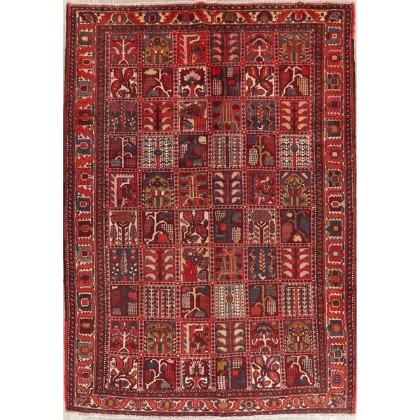 Bakhtiari Patchwork Hand Knotted Persian Oriental Vintage Wool Rug - 10'0" x 7'1"