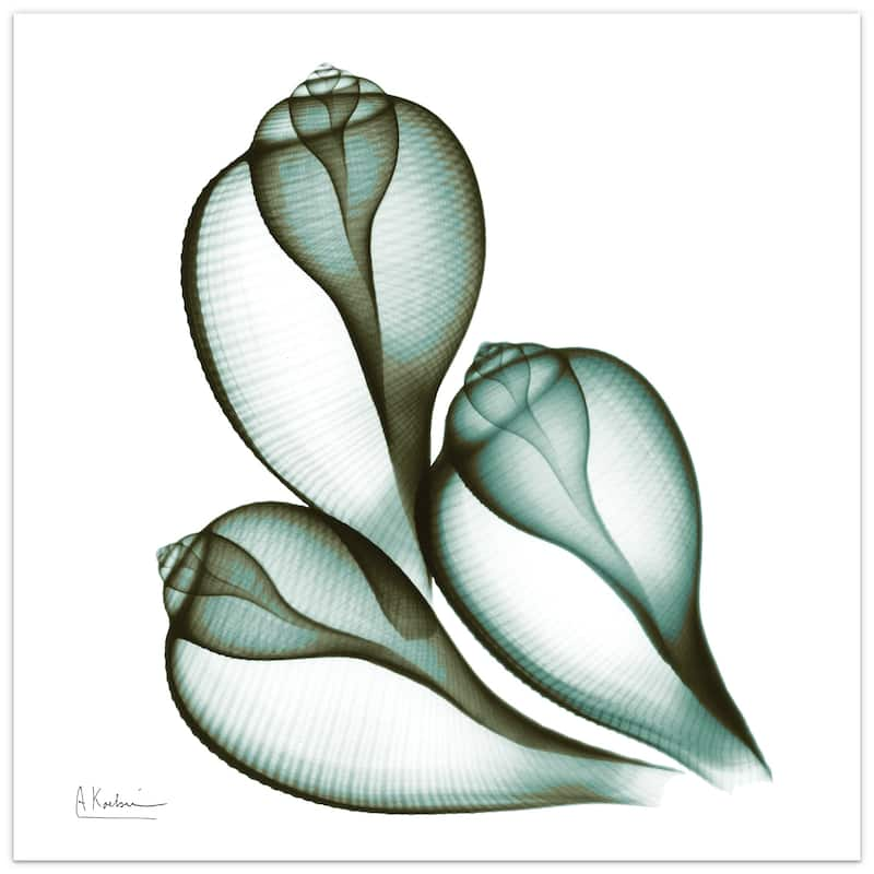 "Coastal Serenity II" Abstract Flower Wall Art on Frameless Free Floating Tempered Glass Panel - Green/White