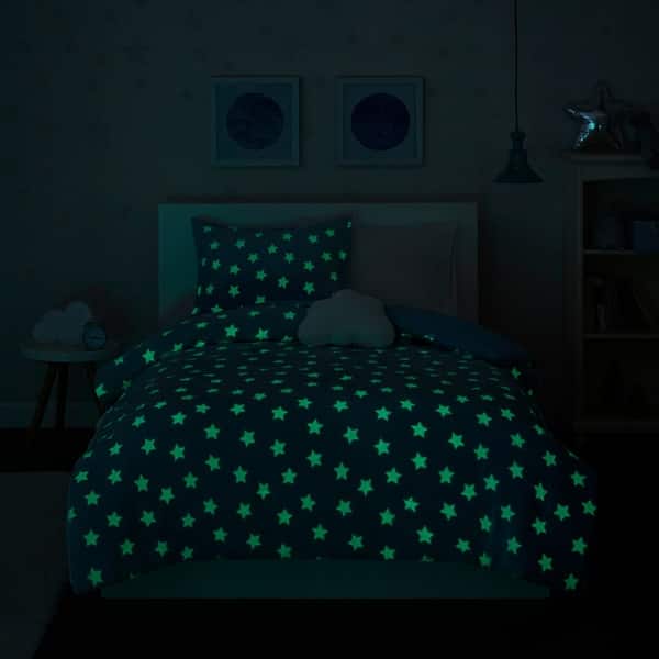 Shop Mi Zone Avery Aqua Glow In The Dark Plush Comforter Set On