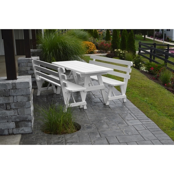 6 Foot Pine Picnic Table w/ 2 Backed Benches