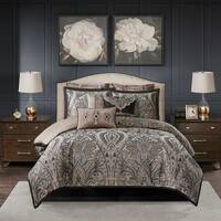 Madison Park Signature Grandover Taupe Jacquard Queen Size Comforter Set (As Is Item)