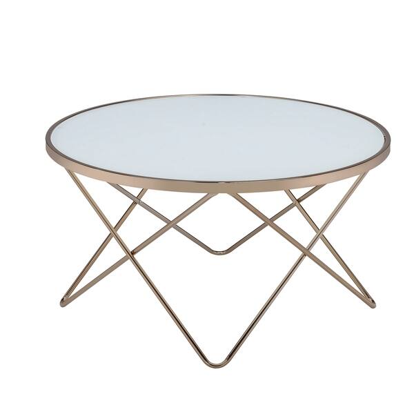 Shop Urban Designs V Shaped Metal Frame Round Coffee Table White