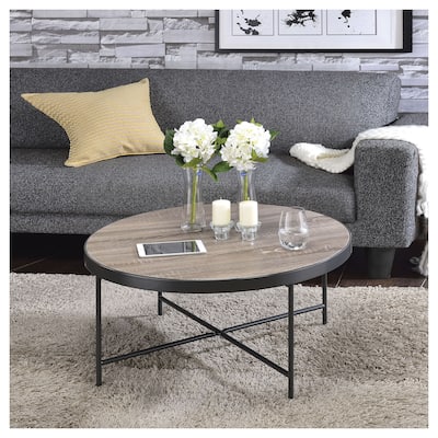 Urban Designs Weathered Gray Oak Round Coffee Table