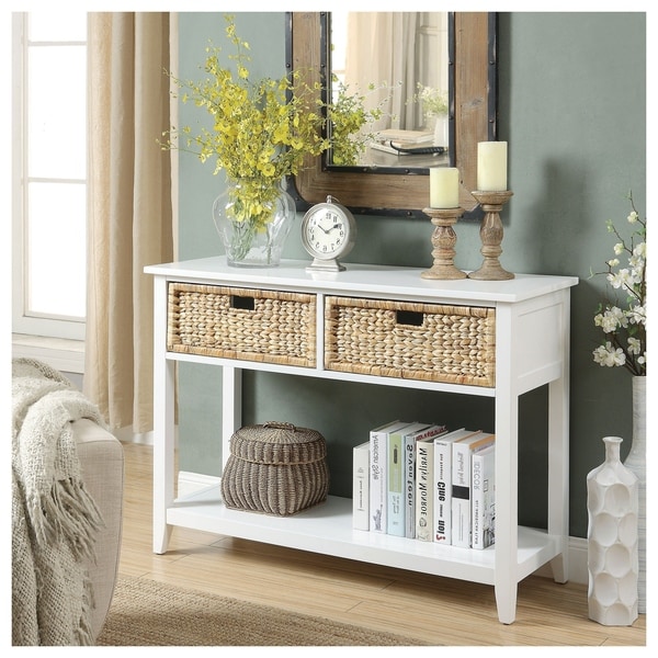 overstock console table white