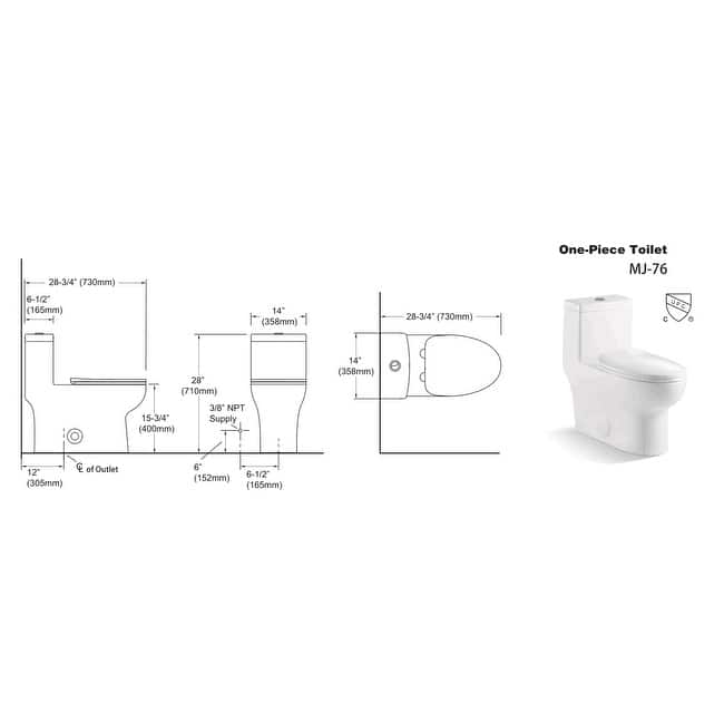 White Contemporary 1-piece Dual Flush 1.2/1.6 GPF Elongated Toilet