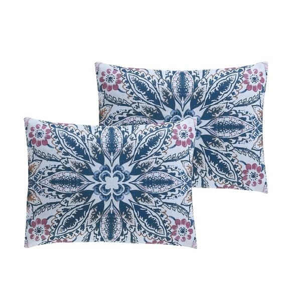 Shop Vcny Home Via Blue Floral Medallion Duvet Cover Set On Sale