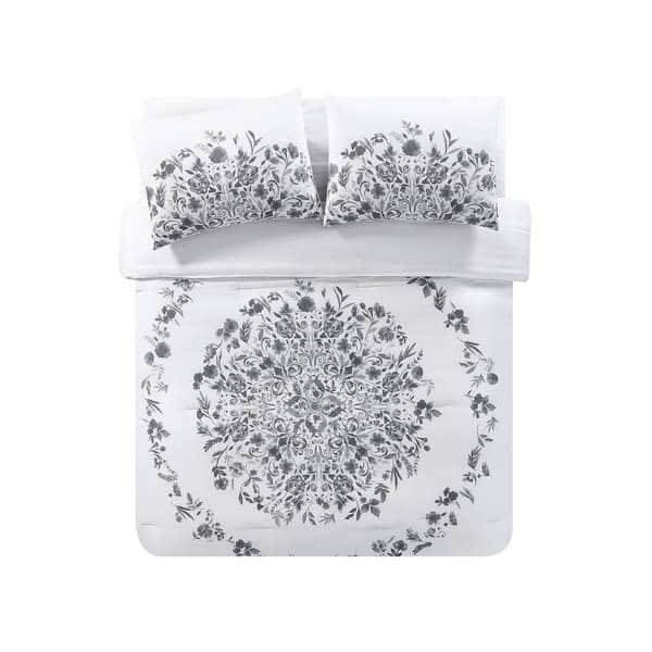 Shop Vcny Home Lauren Black And White Floral Duvet Cover Set