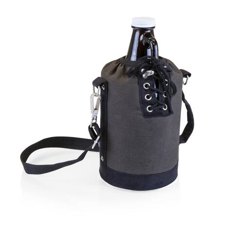 LEGACY® Insulated Grey & Black Growler Tote with 64-oz. Amber Glass Growler