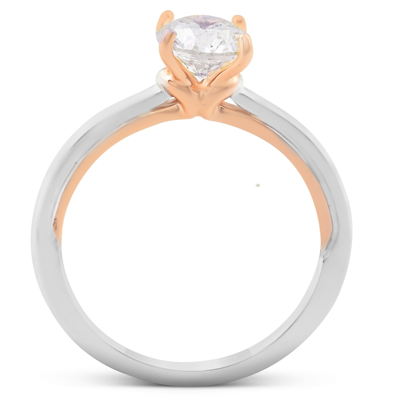1.44 Ct Sim Diamond 14K Solid Rose Gold Solitaire W/Accents Engagement Ring