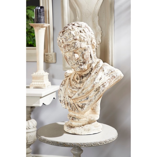 Studio 350 Distressed Vintage Roman Bust Resin Sculpture, 17" x 26"