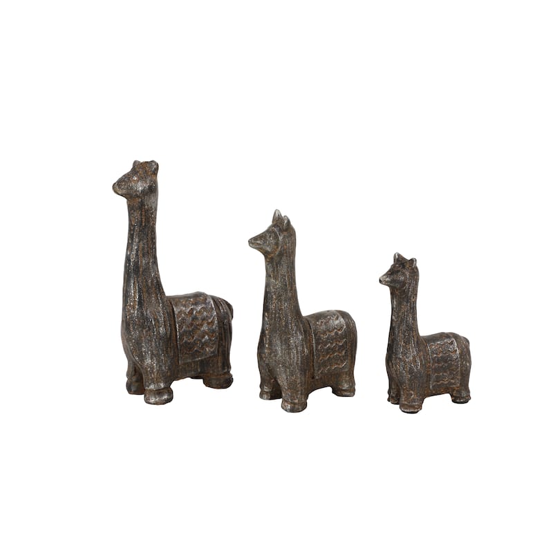 Black Metal Llama Decorative Sculpture (Set of 3) - S/3 8", 7", 5"H