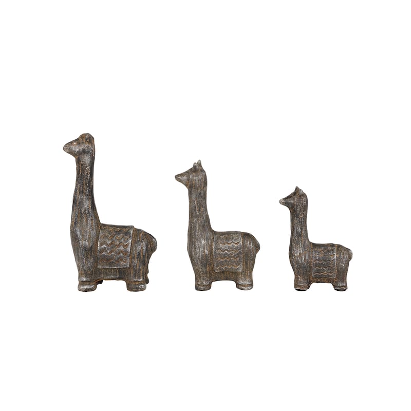 Black Metal Llama Decorative Sculpture (Set of 3) - S/3 8", 7", 5"H