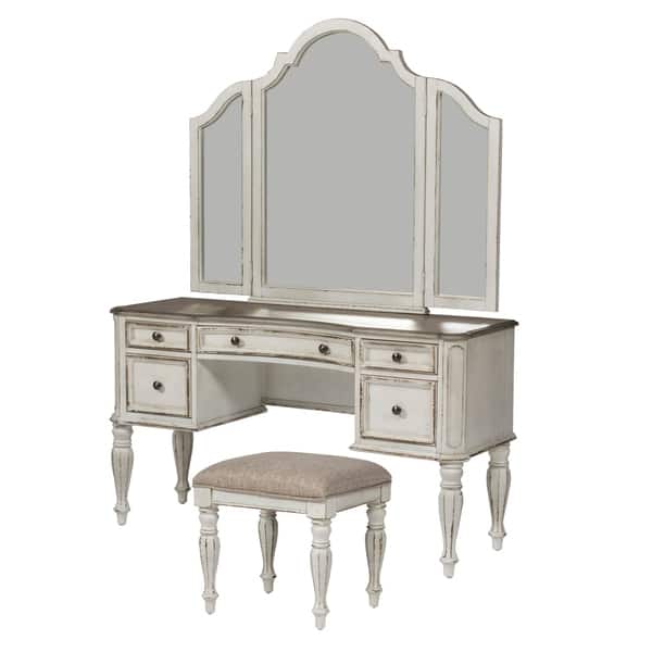 Magnolia Manor Antique White 3 Piece Vanity Set On Magnolia Manor Antique White 3 Piece Vanity Set On