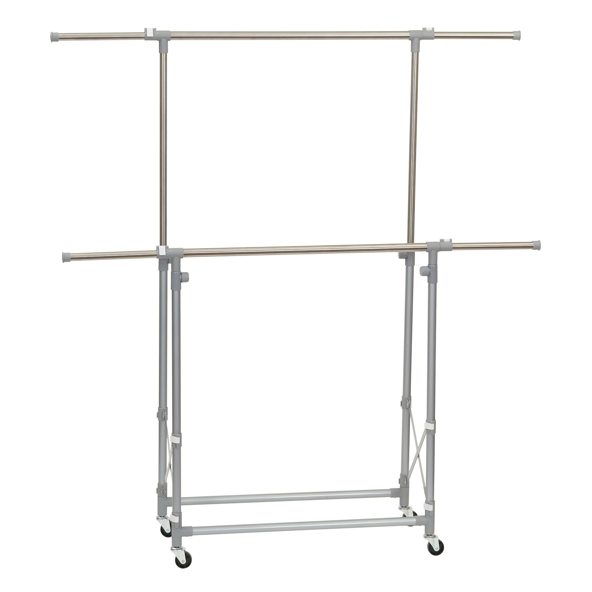 Black And Silver Sunbeam Garment Hanging Clothing Rack On Wheels Storage Organization Clothing Closet Storage Alumat Pl