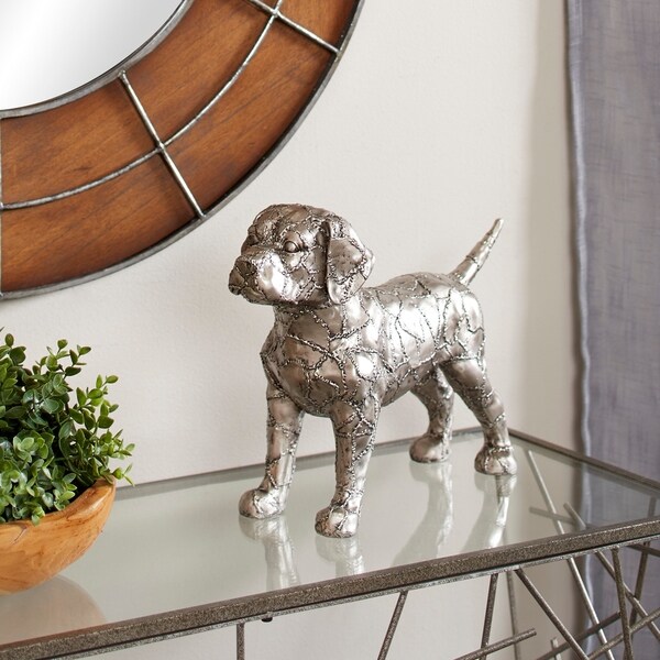 Studio 350 Metallic Beagle Dog Statue with Crackle Texture, 17" x 12"