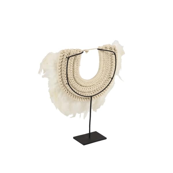 Studio 350 Decorative Shell And Feather Tribal Necklace Displayed On Iron Stand On Sale Overstock 28588556