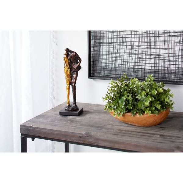 Studio 350 Metallic Human Figurines Embracing Sculpture with Base, 4" x 13"