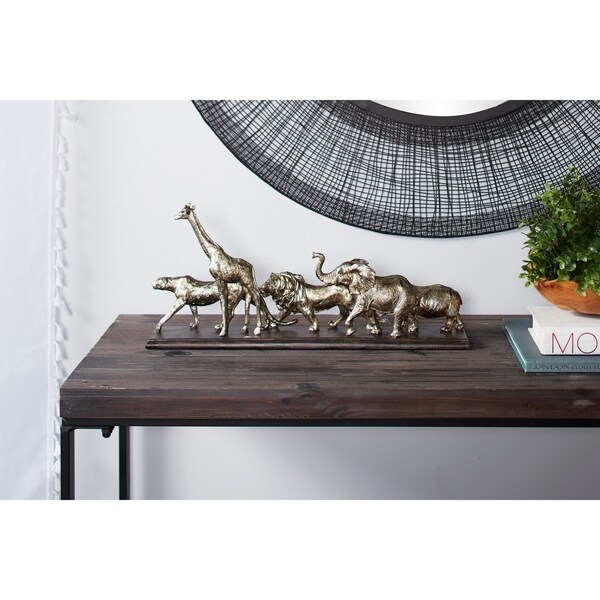 Studio 350 Metallic Safari Animal Sculptures Table Decor Statue, 20" x 9"