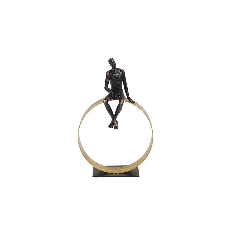 Black Polystone People Decorative Sculpture - 9 x 5 x 15