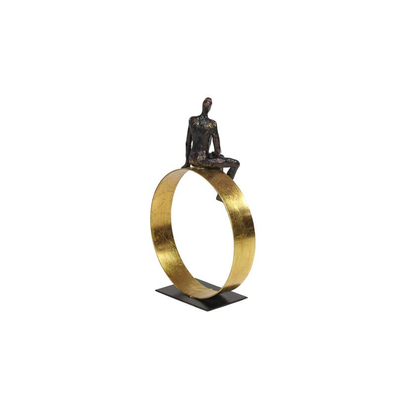 Black Polystone People Decorative Sculpture - 9 x 5 x 15