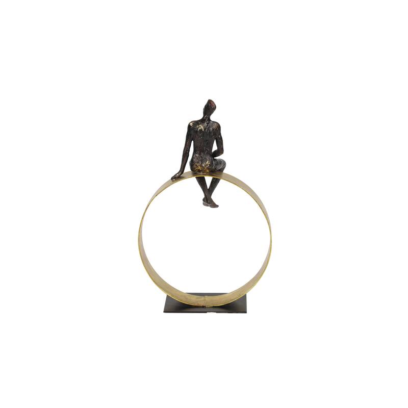 Black Polystone People Decorative Sculpture - 9 x 5 x 15