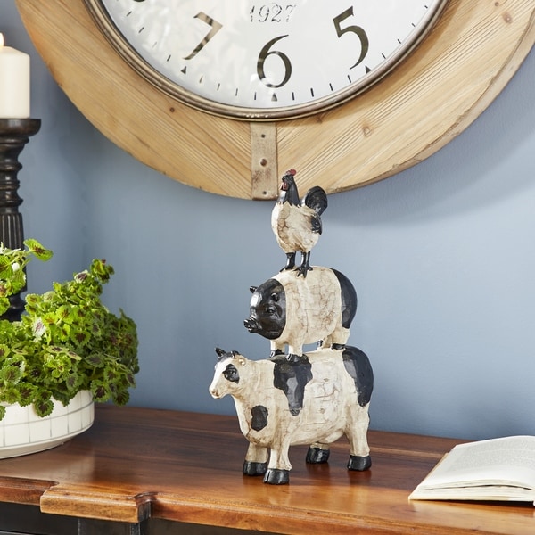 Studio 350 Stacked Farm Animal Statue Farmhouse Decor, 8.5" x 14"