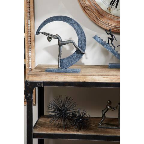 Grey Resin Modern Sculpture People 15 x 14 x 3 - 14 x 3 x 15