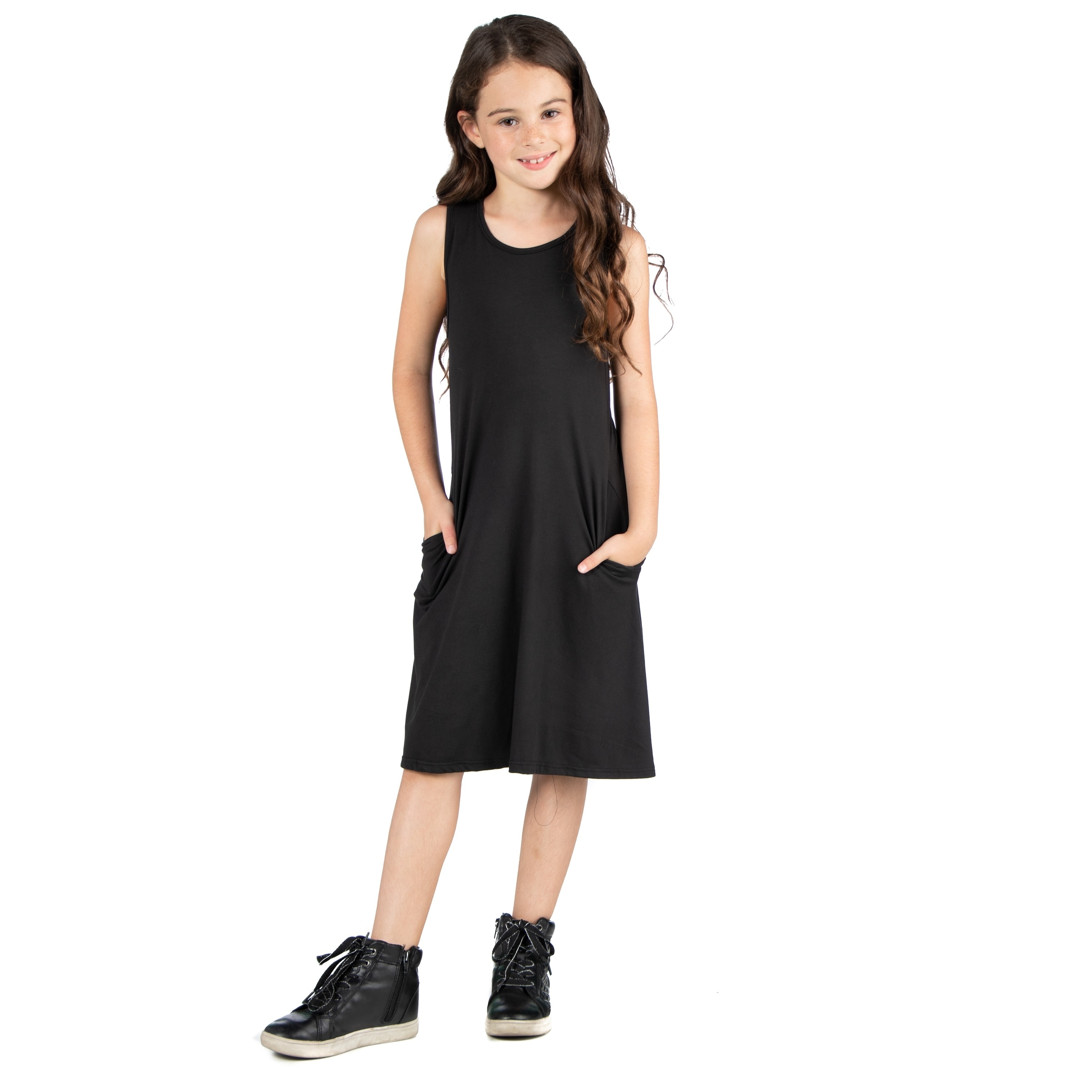 girls black swing dress