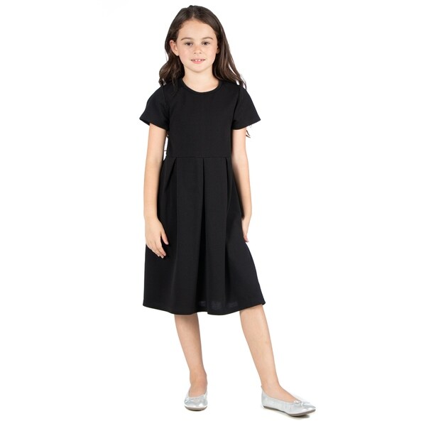 girls short sleeve black dress