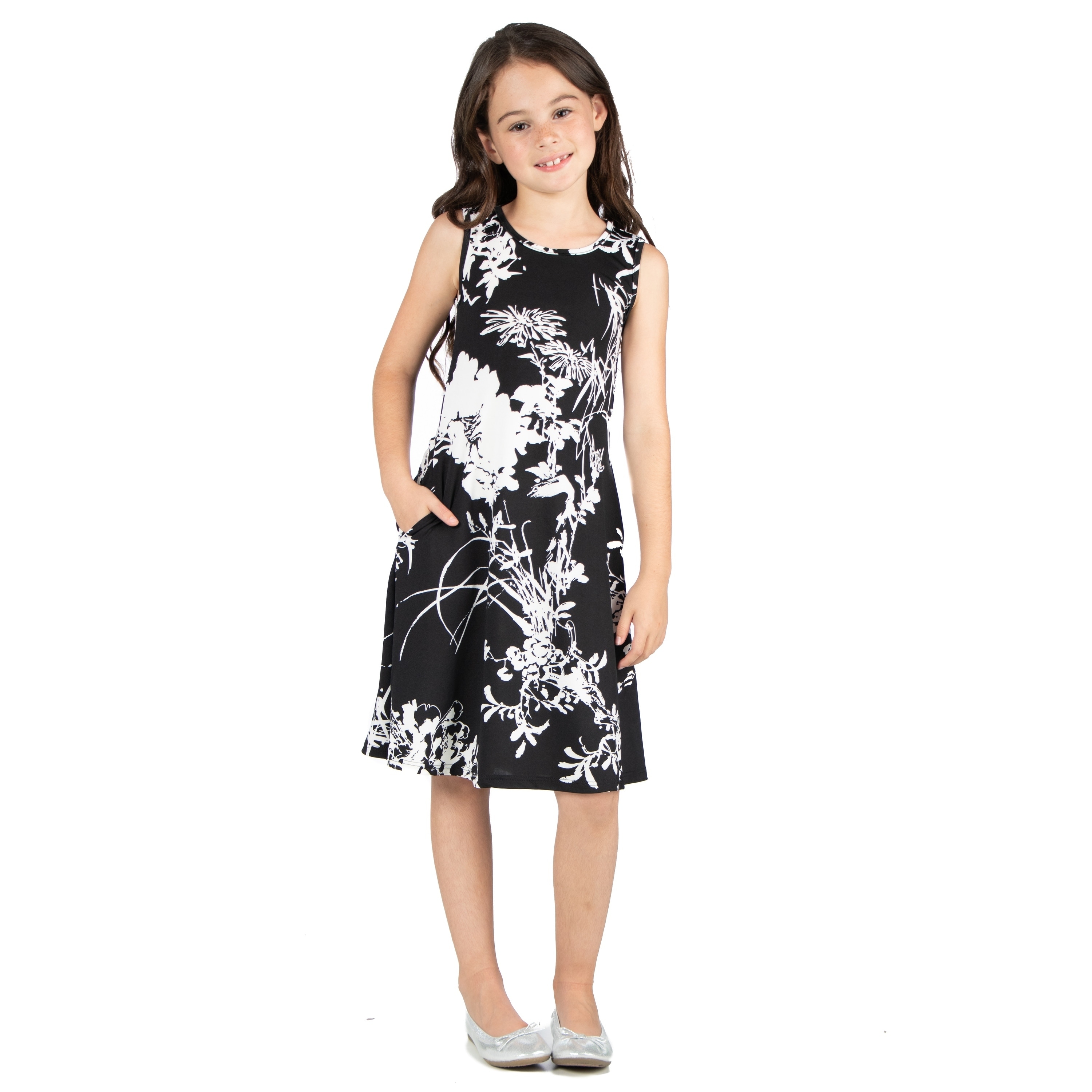 girls black floral dress