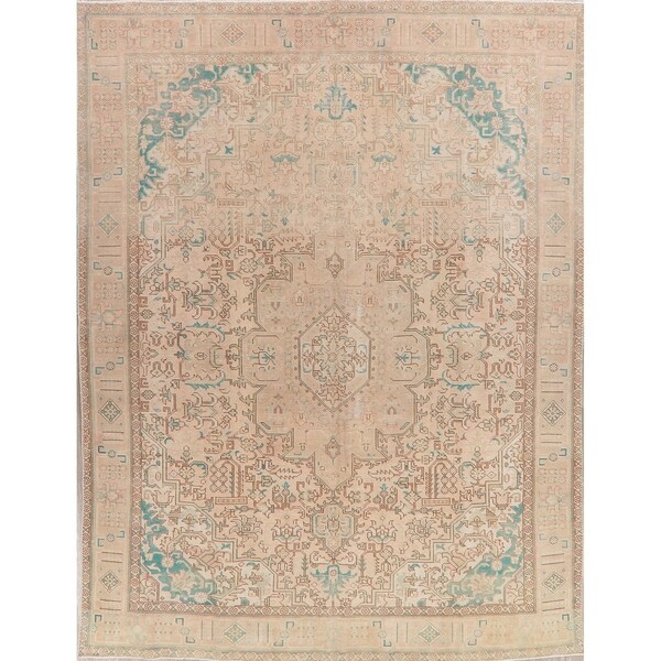 Muted Tabriz Oriental Hand Knotted Persian Vintage Distressed Area Rug - 12'5" x 9'3"