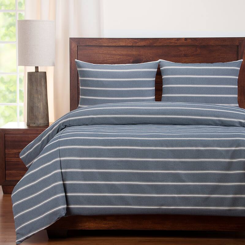 Revolution Plus, Everlast Hamilton Navy Stain Resistant Duvet Cover - King
