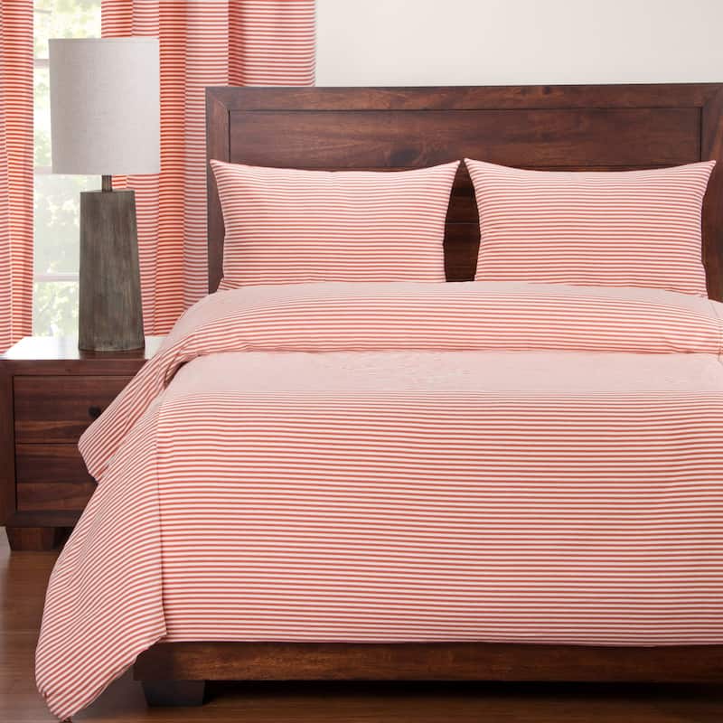 Revolution Plus, Everlast Apricot, Fog, Greige, Juniper & Navy Striped Duvet Covers - Apricot - California King