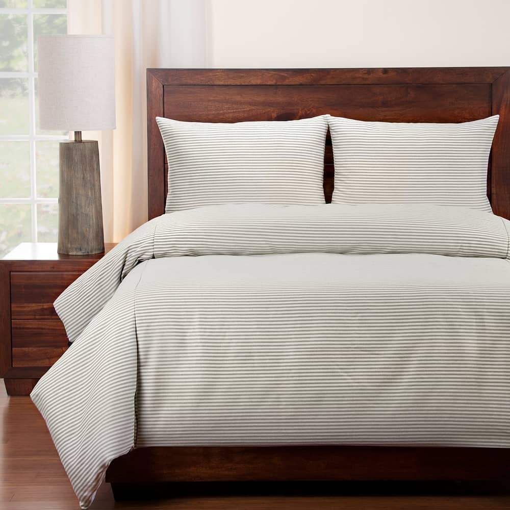 Revolution Plus, Everlast Apricot, Fog, Greige, Juniper & Navy Striped Duvet Covers