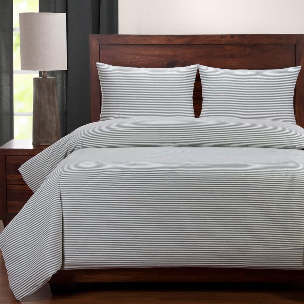 Revolution Plus, Everlast Apricot, Fog, Greige, Juniper & Navy Striped Duvet Covers
