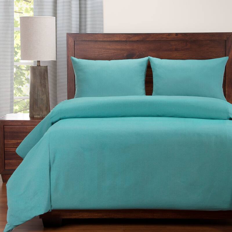 Copper Grove Taynin Stain-resistant Slate Grey Duvet Cover - Turquoise - Queen