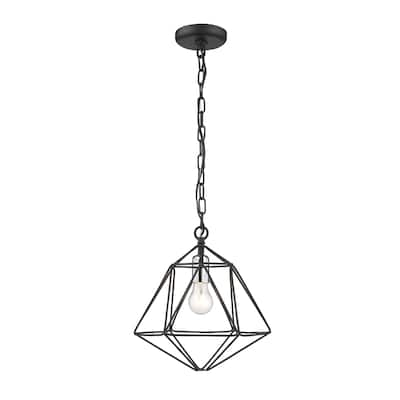 Geo 1 Light Mini Pendant in Matte Black + Chrome