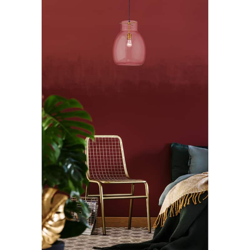 Bella 1 Light Pendant in Matte Black + Olde Brass