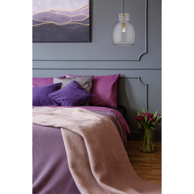 Bella 1 Light Pendant in Matte Black + Olde Brass