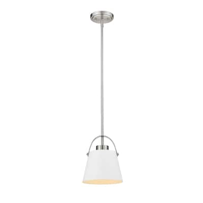 Z-Studio 1 Light Mini Pendant in Matte White + Brushed Nickel