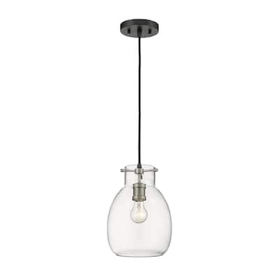 Bella 1 Light Mini Pendant in Matte Black + Brushed Nickel