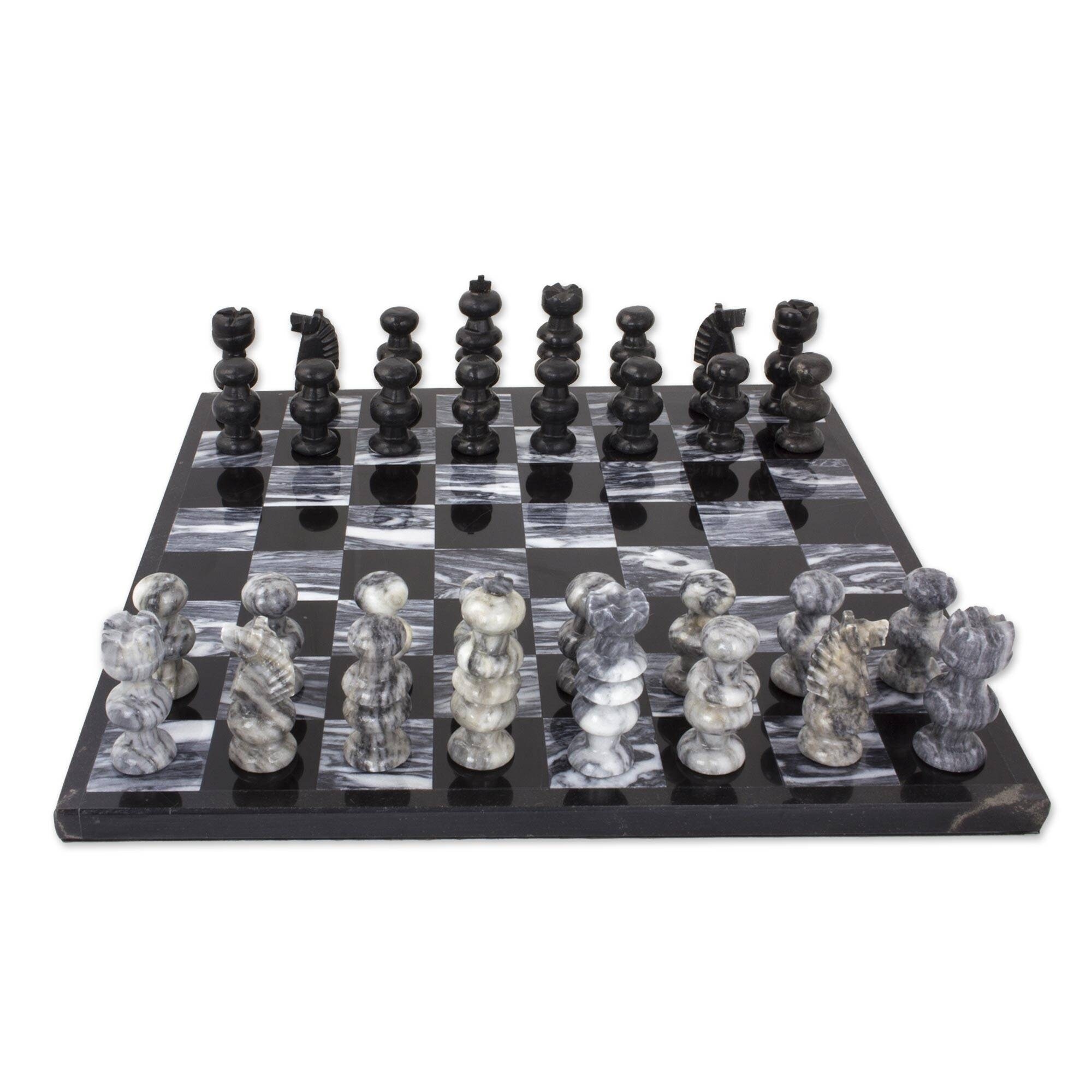 black and white marble chess board